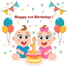 1st birthday twins