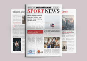 Modern Print Newspaper Template for Sports