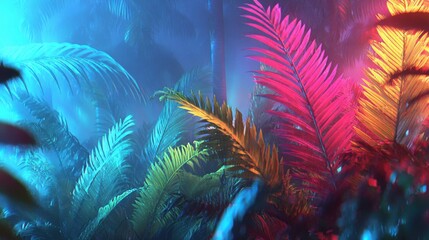 Exotic Pink and Green Tropical Leaf Display