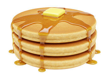 Isolated Stack of Pancakes with Butter and Dripping Syrup