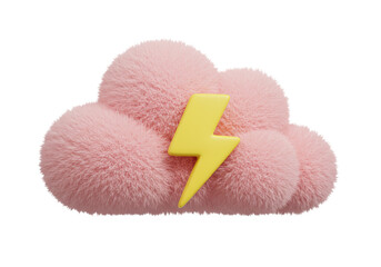 Isolated Pink Cloud with Lightning Bolt
