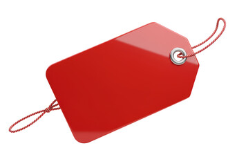 Isolated Vibrant Red Price Tag with String for Retail