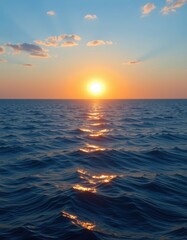 Obraz premium Sunset over the ocean coastal viewpoint nature photography calm waters serene environment