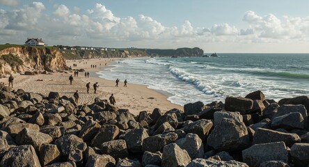 Normandy beaches where Allied troops stormed under heavy German machine gun fire