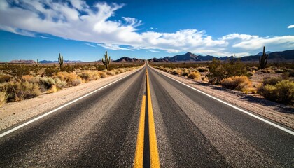 Naklejka premium Desert Road Trip: Endless Highway in Arizona