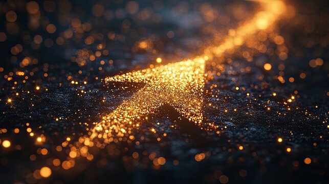 Glowing golden arrow pointing upward, symbolizing growth, success, and progress, ideal for business, investment, and motivational content.