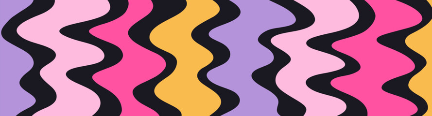 Twisted distorted retro groovy banner background