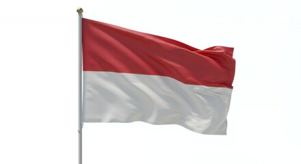 Monaco's National Flag Waves Proudly Against a Pristine White Sky