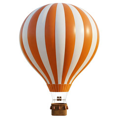 Orange and White Striped Hot Air Balloon Soaring High