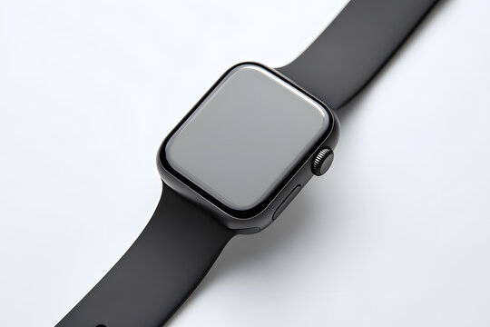 Smartwatch with black strap on white background.
Modern smartwatch with a sleek black strap, isolated on a white background. Ideal for tech branding, ecommerce, or wearable technology concepts.