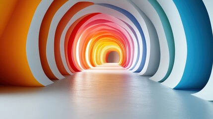 Abstract tunnel with vibrant gradient colors creating a dynamic and attractive futuristic background for digital use