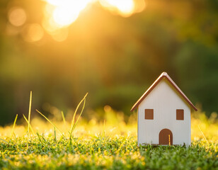  Property home and real estate insurance concept. miniature model house. Mortgage concep.
