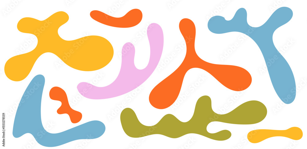Fototapete abstract blob shape organic vector elements in pastel beige pink colors. wavy liquid irregular forms
