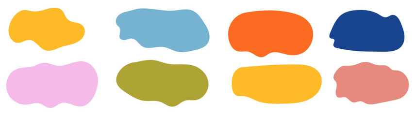 Abstract rainbow blob shape organic vector elements in pastel beige pink colors. Wavy liquid irregular forms in simple minimalistic style.