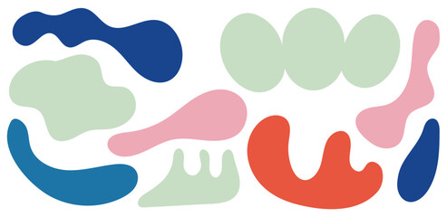 Abstract blob shape organic vector elements in pastel beige pink colors. Wavy liquid irregular forms in simple minimalistic style.