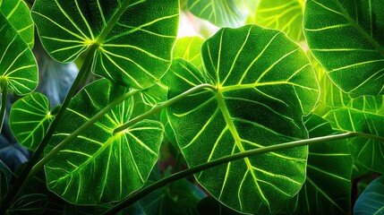 Vibrant Green Leaf Patterns with Natural Light