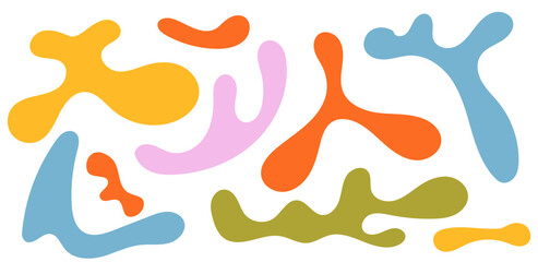 Abstract blob shape organic vector elements in pastel beige pink colors. Wavy liquid irregular forms in simple minimalistic style.
