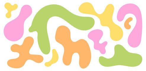 Abstract blob shape organic vector elements in pastel beige pink colors. Wavy liquid irregular forms in simple minimalistic style.