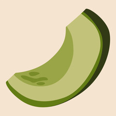 Avocado slice. Chopped ripe fruit with green peel without seed, healthy organic superfood, tropical vegetarian ingredient. Vector isolated illustration