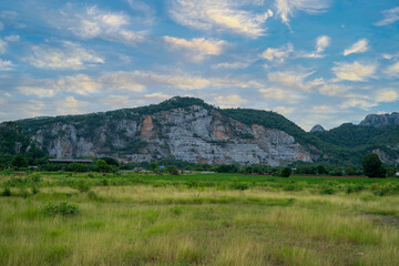 beautiful rural landscape at sunset,Fantastic landscape with Mountain.