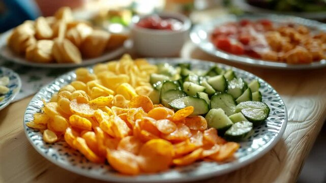 Vibrant and healthy vegetable snacks on plate.
