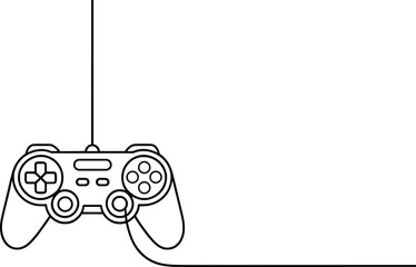 Minimalist Line Art Gaming Controller, Vector Style Illustration for Gamers.