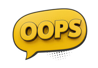Isolated Yellow OOPS Speech Bubble with Comic Style