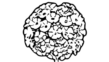 Black and White Abstract Brain Pattern - Line Art Concept
