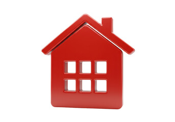 Isolated Glossy Red House Icon Symbolic Representation