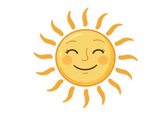 Isolated Cheerful Smiling Sun Cartoon with Eyelashes