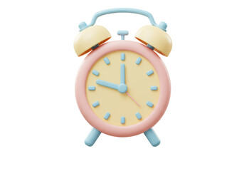 Isolated Cute Pastel Pink and Blue Alarm Clock