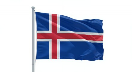 Icelandic Flag Waves Proudly Against a Crisp White Sky