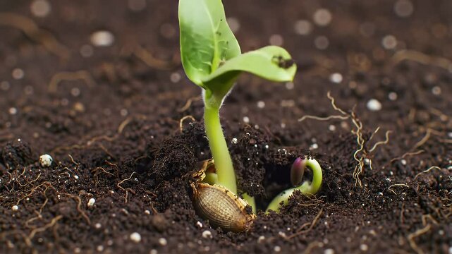 Emerging Life A Seedling Breaks Through the Soil Signifying Growth and New Beginnings