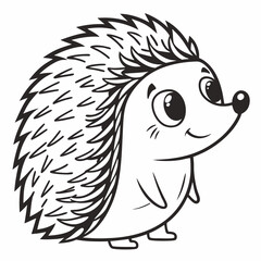 Cute Hedgehog Icon in Black and White