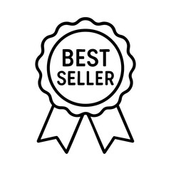 Outline best seller badge with ribbon for ecommerce and promotion