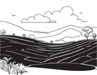 abstract black landscape sketch