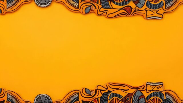 Abstract orange and black patterned border with empty center