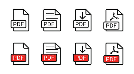PDF file format icon, pdf document text, web format information, images, vector images, pdf file icon set ,  vector illustration.