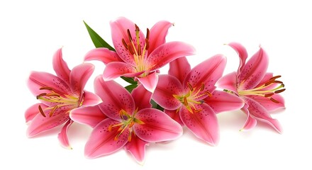 Pink Stargazer Lilies Closeup Bouquet Floral Arrangement White Background pink lilies lily bouquet