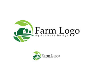 farm animal logo creative  nature leave agriculture design concept
