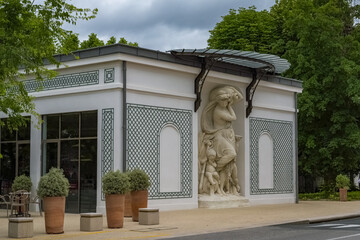 Vichy in France, thermal city, ancient small cottage in the park
