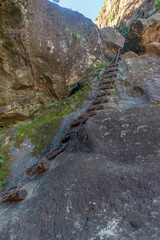 Chain ladder in the Crack at Royal Natal National Park.