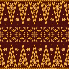 Indian ethnic fabric pattern draws inspiration from the long-standing heritage of Indian civilization. Featuring ethnic intricate floral designs in rich yellow tones contrasted against an ethnic bol