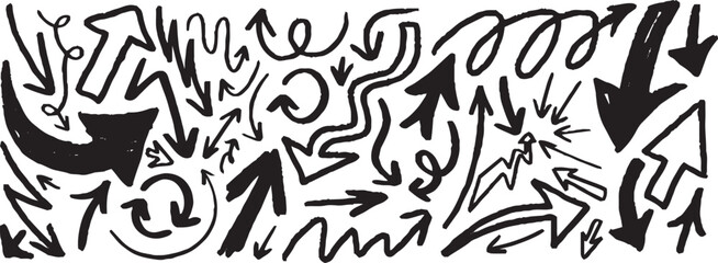 Line art sketch Hand drawn arrow decoration element icon set vector illustration