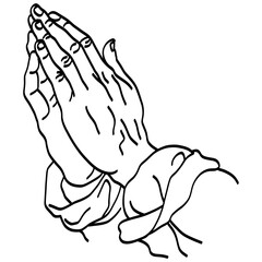 Praying Hands Outline Illustration Drawing Icon