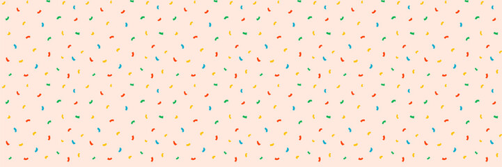 Confetti pattern background with small curved shapes in red, yellow, green, and blue. Vector seamless Confetti pattern For fabric, packaging, wallpaper, paper. Drag to swatches panel to use