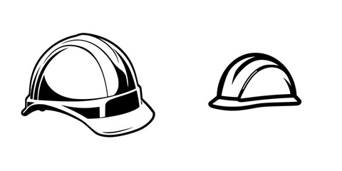 Fototapeta premium Set of black construction helmets showcasing different styles and sizes for safety equipment in various work environments