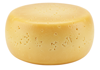 Isolated Wheel of Swiss Cheese with Holes Dairy Product