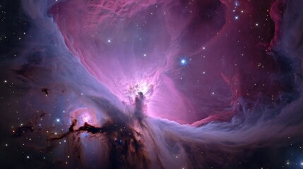 Majestic Purple Nebula with Vibrant Colors in the Cosmos