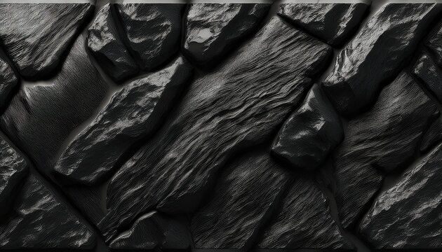 seamless luxurious rough raw black lava rock background texture tileable natural dragon stone or obsidian cave wall repeat pattern luxury concept wallpaper backdrop high resolution 3d rendering